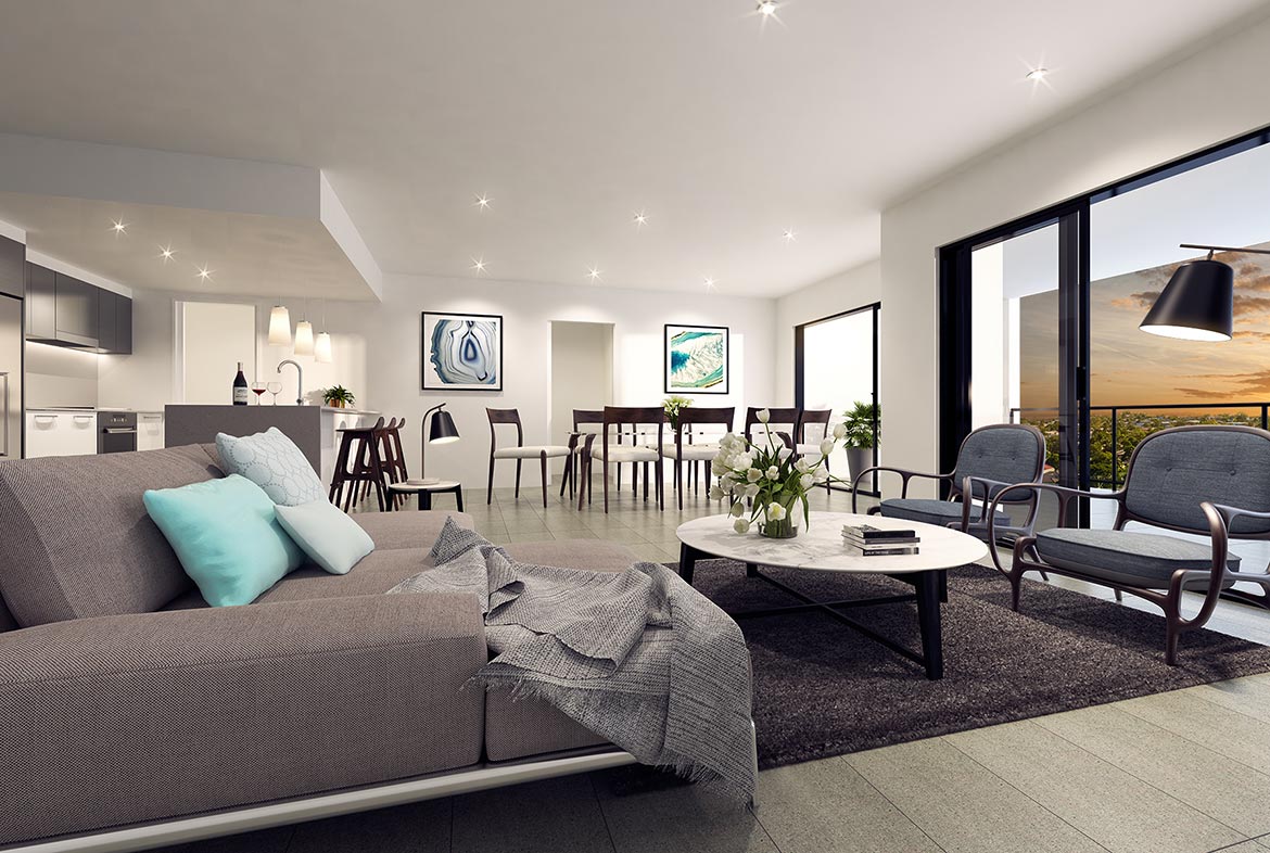A living room with a couch and chairs in it